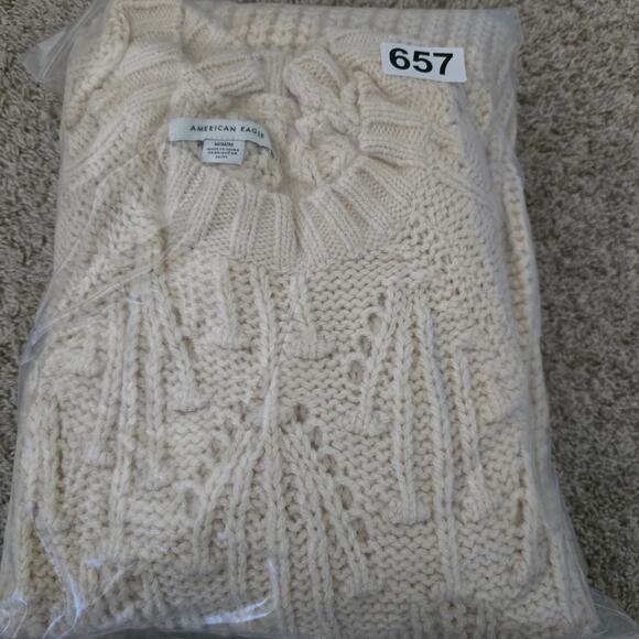 Women's Cream Knit Sweater Dress M Chucky Cozy Soft Minimalist Winter Layering - Picture 11 of 11